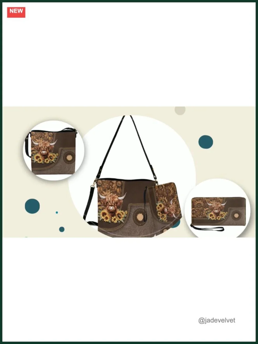 Faux Leather Bucket Crossbody Bag & Wallet Set - Purse with Detachable Straps